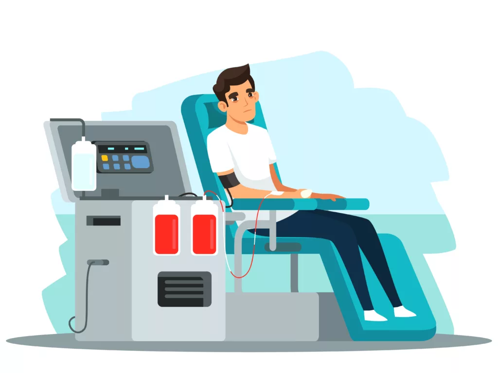 Patient receiving hemodialysis