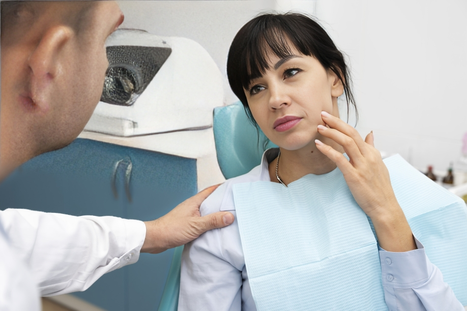 Doctor discussing results of orthognathic surgery